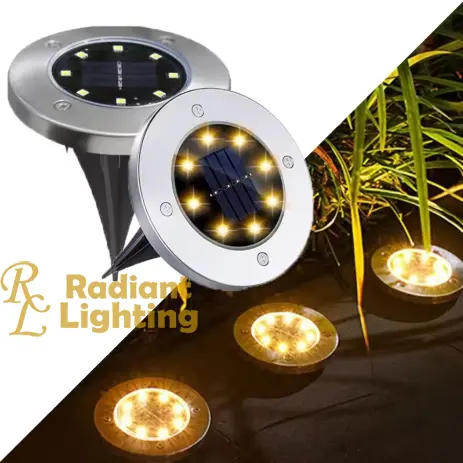 Lampu Tanam Taman Solar tancap Tenaga Surya Outdoor Sensor Waterproof Bentuk Datar Bulat