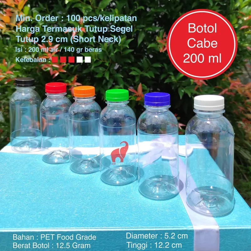 Botol Cabe 200ml / Botol Plastik 200ml / Botol Jus / Botol Susu / Botol Kopi 2