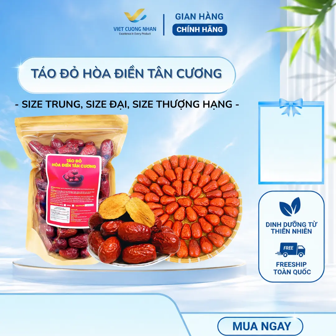 [KHO DTT] Táo đỏ Hòa Điền Tân Cương-Nhiều size để lựa chọn-Khô dẻo, thịt dày ngon ngọt