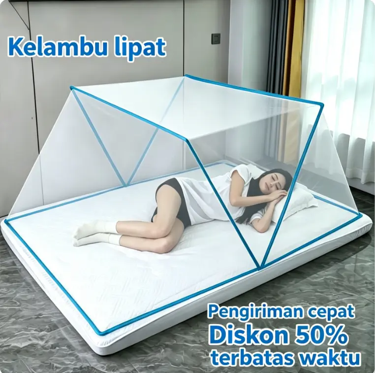 Jane Eyre Baby (COD) KELAMBU TENDA KELAMBU LIPAT TIDUR 190X160 ANTI NYAMUK PERLENGKAPAN KAMAR MENCEGAH SERANGGA MASUK sudah di rakit super king Biru Pink Pengiriman ekspres