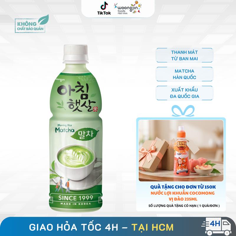 Nước Gạo Matcha Morning Rice Matcha Woongjin - Chai 500ml