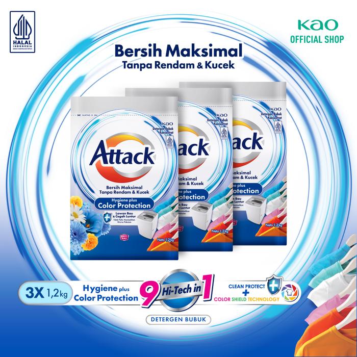 Gambar Attack Hygiene Plus 1.2kg Triplepack - Deterjen Bubuk Untuk Mesin Cuci dari KAO Indonesia Kab. Bekasi Tokopedia