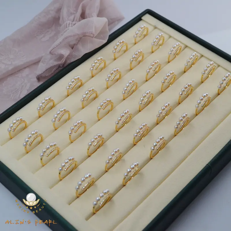 C030 Cincin Mutiara Asli Design Permata Elegant 0