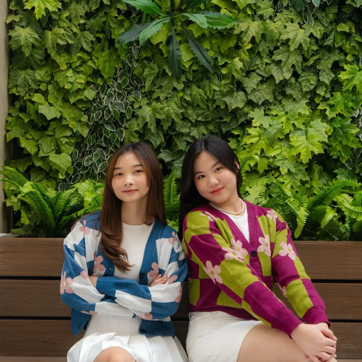 Cardigan Crop Flower Square - Cardigan Rajut Crop Wanita Korean Style