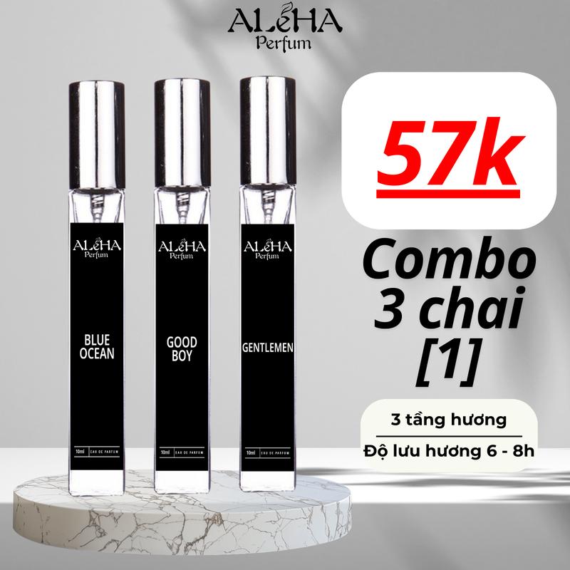 Combo 3 chai xịt thơm nước hoa nam Aleha tinh tế gợi cảm nam tính sang trọng lưu hương 6 đến 8 tiếng 10ml xịt thơm perfum 10ml Combo 1 Blue-Good-Gent