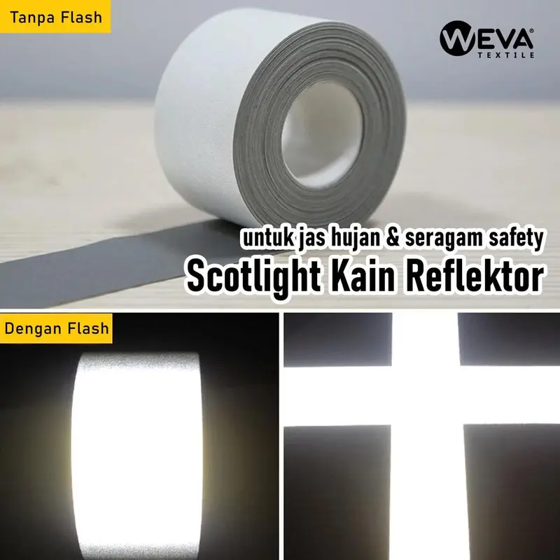 METERAN Scotlite Kain Reflective Pita Skotlet Untuk Jaket Jas Hujan dan Seragam Safety 1