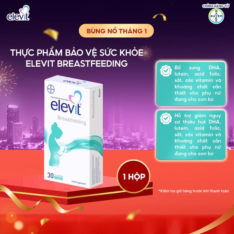   Mẹ Sau sinh  Elevit Breastfeeding Vitamin bổ sung cho phụ nữ sau sinh và cho con bú có DHA Omega3 Canxi và Các khoáng chất khác - Hộp 30 viên 
