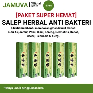 (PAKET SUPER HEMAT 5 PCS) JAMUVA Krim Anti Bakteri Salep Herbal Untuk Meredakan Gatal Kulit Eksim Panu Kutu Air Jamur Kulit