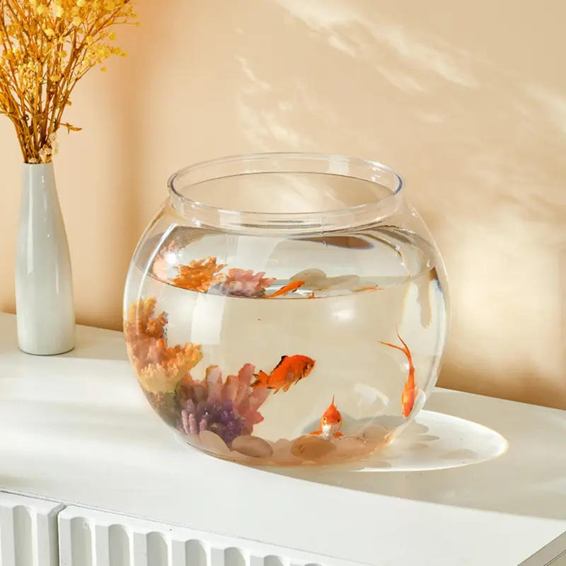 Bể Cá Tròn Trong Suốt, Trang Trí Nội Thất, Cầm Tay, Bát Cá Nhỏ Đèn Nhựa, Bát Bể Cá Để Bàn Thích Hợp Sử Dụng Tại Nhà Văn Phòng 0