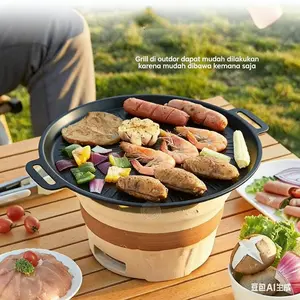 Panggangan BBQ Korea Grill Pan Anti Lengket Serbaguna untuk Kompor Gas dan Induksi Ukuran 28-38cm