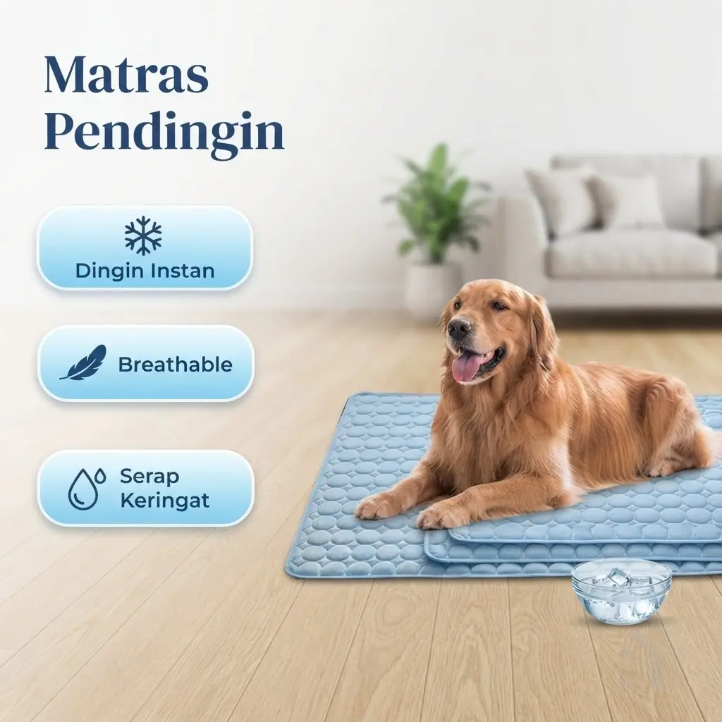 Karpet Matras Pendingin Hewan Peliharaan Anjing Kucing Anti Gerah Nyaman Serap Keringat Bahan Nilon Polyester Breathable untuk Tidur Istirahat Setelah Bermain di Cuaca Panas Ekstrem