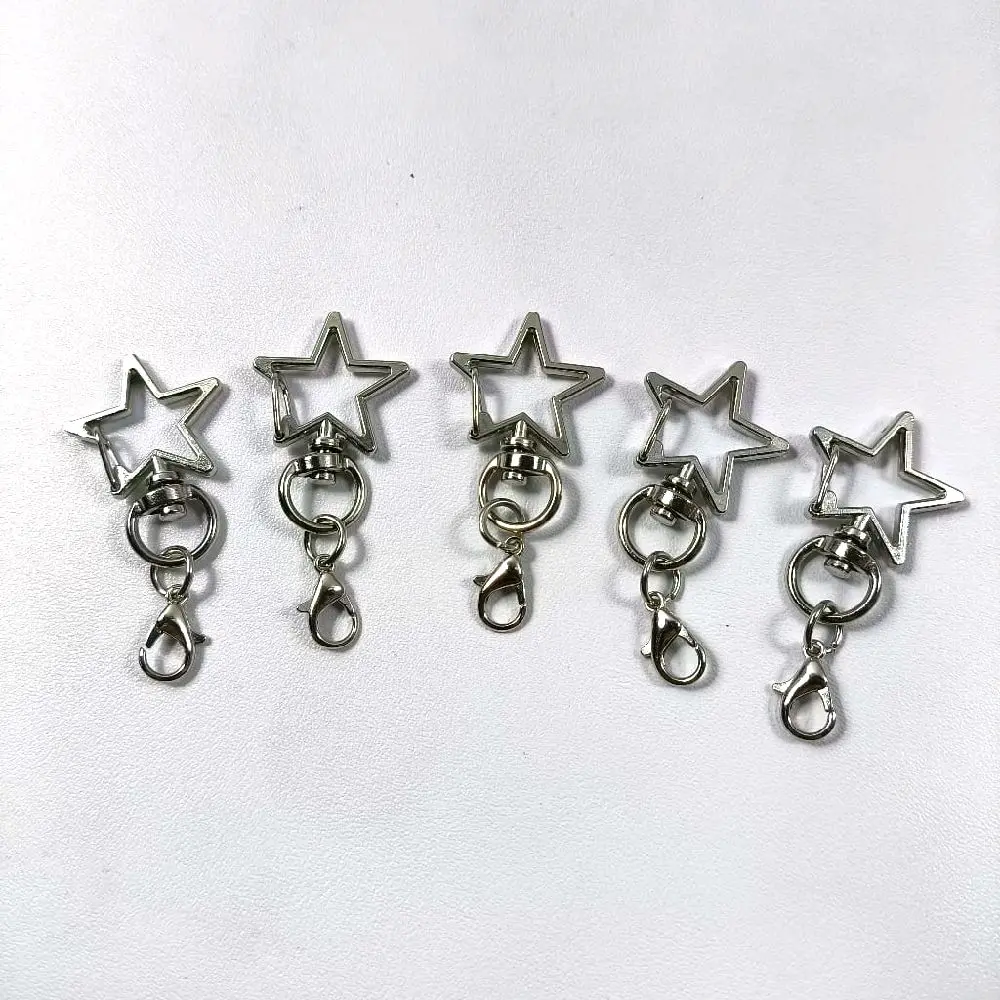 [5 PCS] Ring Gantungan Kunci DIY Klip Kait Tas bentuk Bintang dengan Pengait Lobster 2.5cm
