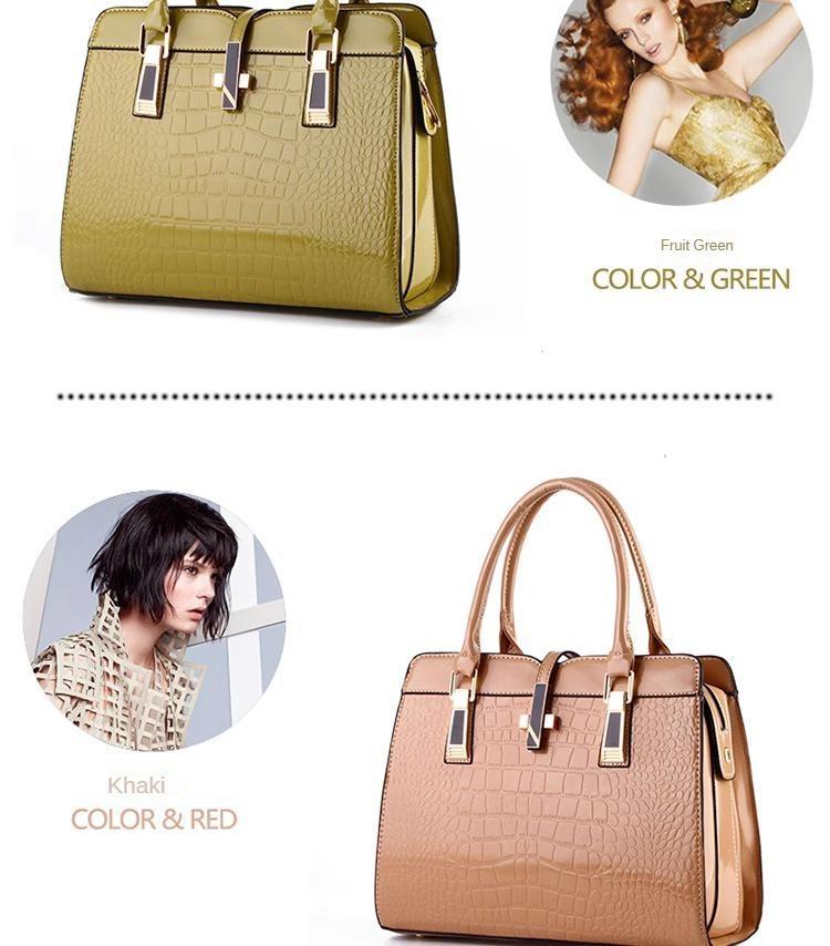 Product Introduction of Women's bag 2023 new spring and summer patent leather light-faced styling bag shoulder messenger bag Japanese and Korean version of the crocodile handbag 10