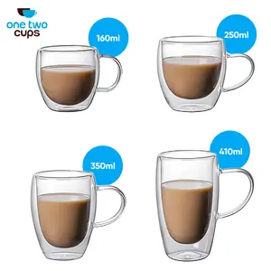 One Two Cups Gelas Cangkir Dua Lapis 160ml 250ml 350ml 410ml Kopi Teh Susu Tahan Panas Double Wall
