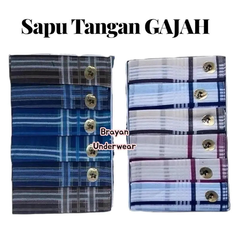 6PCS SAPUTANGAN KATUN GAJAH TUA DAN MUDA Ukuran 40x40cm untuk Pria Wanita Kain Halus Nyaman Praktis untuk Bepergian