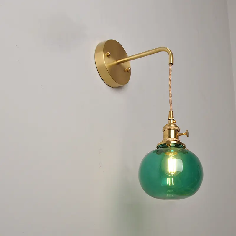 Japanese retro simple brass wall lamp modern Nordic bedside wall lamp balcony bathroom mirror mirror headlight