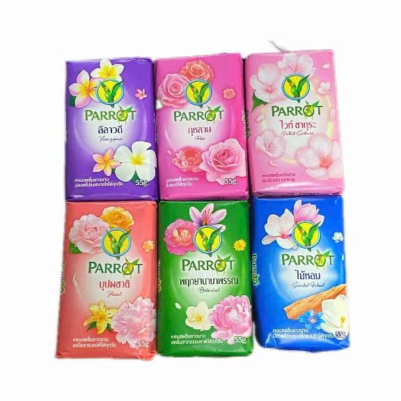   Lốc 6 bánh  Xà phòng hiệu con vẹt Thái Lan Parrot Botanicals Bánh 55g các màu xà bông thảo mộc Nokkaew 