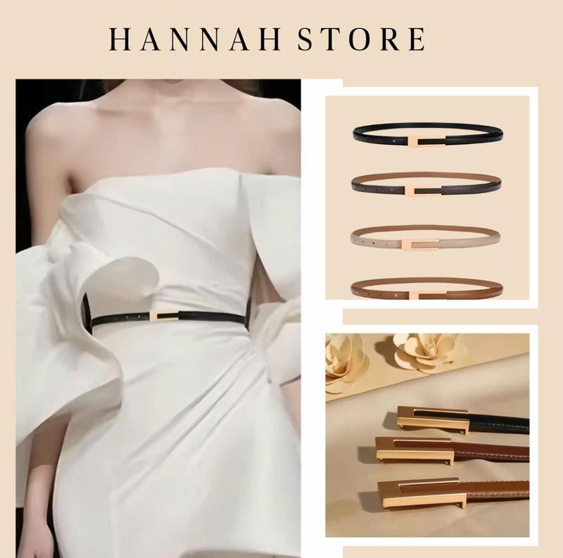 Loại I Thắt lưng nữ đai váy bản nhỏ dễ phối đồ khóa vàng đồng thời trang công sở sang trọng thanh lịch