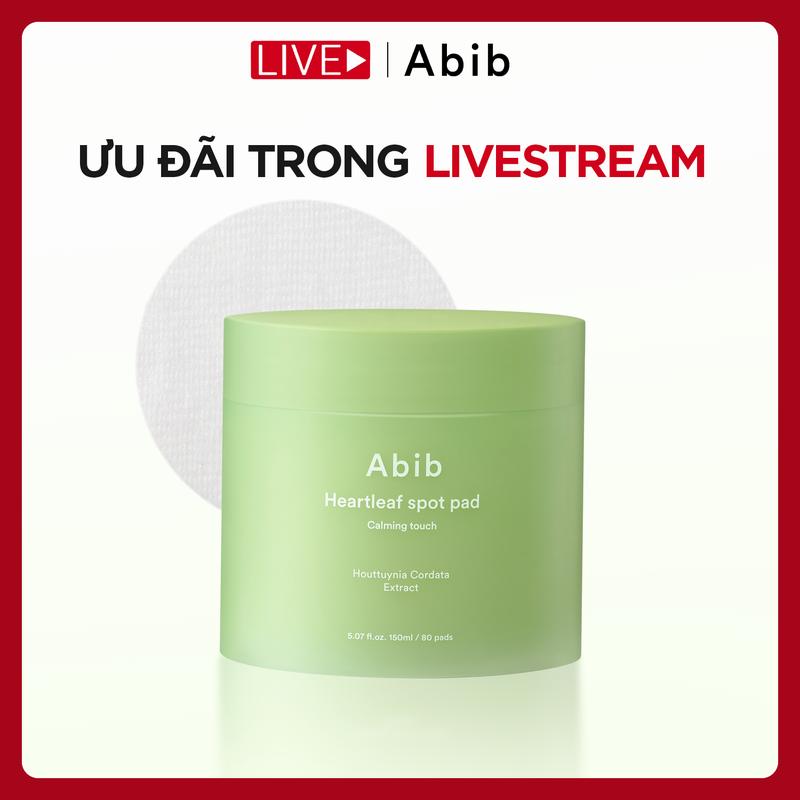   KOL  Toner pad chiết xuất diếp cá giúp làm dịu da & tẩy tế bào chết Abib Heartleaf Spot Pad Calming Touch  80 miếng  