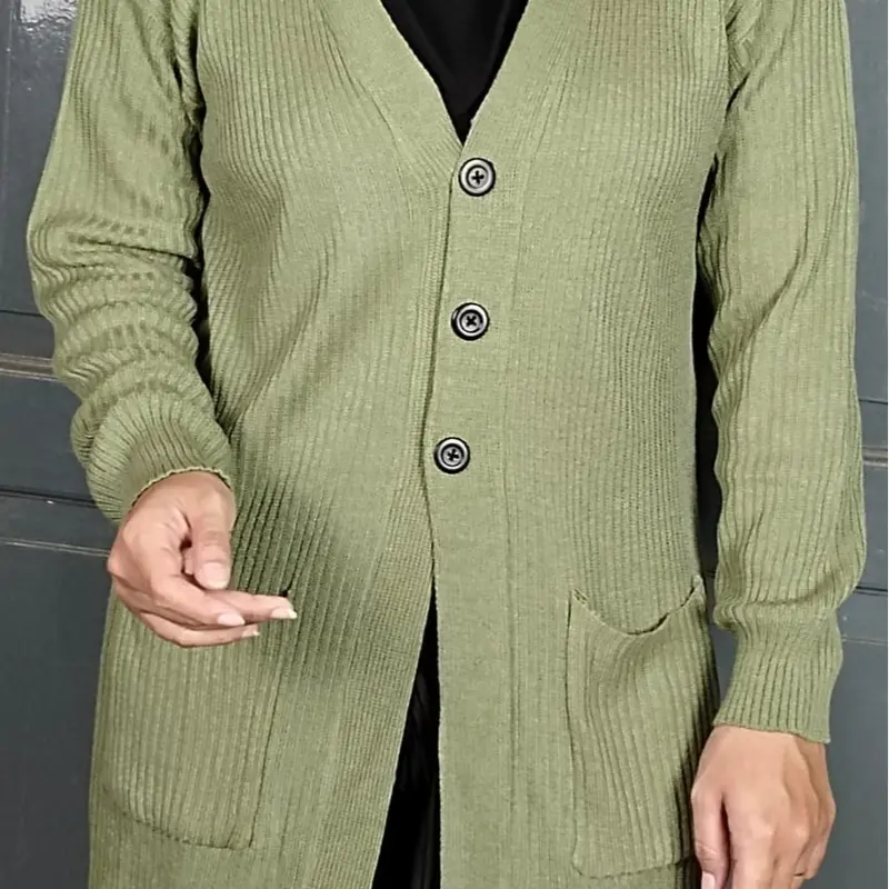 Long Cardigan Rajut kancing 3 / Sweater Rajut Kardigan Panjang Kancing 3 Nyaman Knitwear Kerah 6