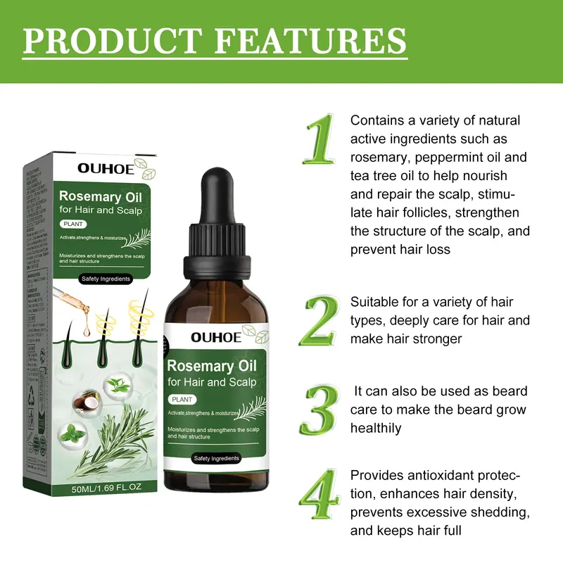 OUHOE Rosemary Oil Hair Growth Oil Minyak Penumbuh Rambut 50ml 2