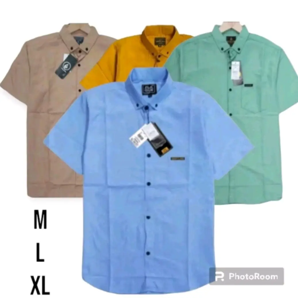 Kemeja Hem Pria Polos Lengan Pendek Basic Formal Terbaru Kekinian, Baju Kemeja Lengan Pendek