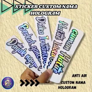 STICKER CUSTOM NAMA HOLOGRAM LIS HITAM ANTI AIR ~ TANPA PO ~ STICKER NAMA