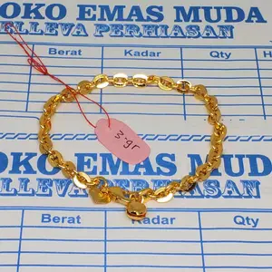 GELANG NURI BRACELETS PERHIASAN WANITA BERLAPIS EMAS MUDA FREE SURAT DARI TOKO TERLARIS