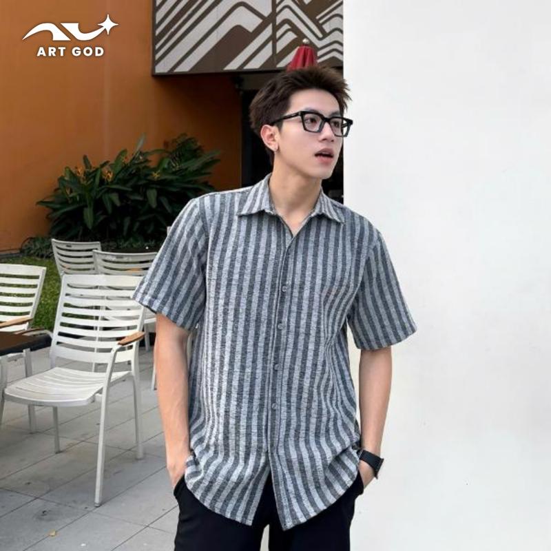 Áo sơ mi kẻ ngắn tay chất vải oxford cao cấp form cân người ARTGOD HMA001 Menwear