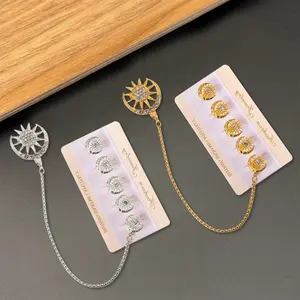 Set Kancing Baju Melayu Pria - Butang Anti - Karat dengan Rantai Lencana Bros Rumbai Elegan | COD