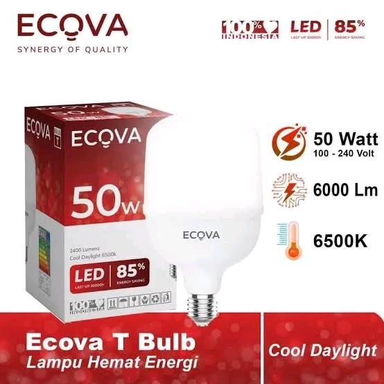 Ecova Lampu Bohlam LED 5 10 15 20 30 40 50 Watt LED kapsul All Varian Putih 4