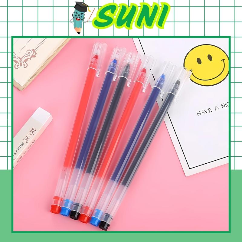  Combo 40 Bút gel nước ống mực lớn khô nhanh viết êm 3 màu đen xanh đỏ ngòi 0.5mm thiết kế đơn giản 