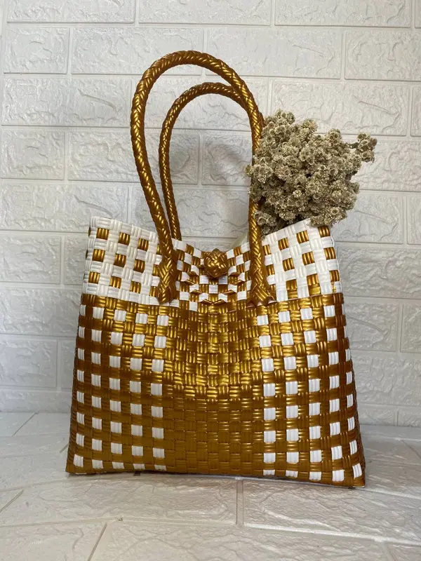 [Istana Anyaman] Tas Anyaman Jali Premium Edisi Kondangan Dapat Muat Gula 4-5 Kg Polos Setrip Tote Totebag 5