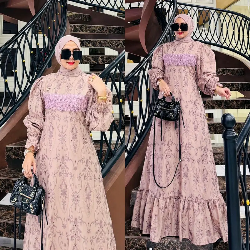 REALPICT COD MALIKA DRES SET PASHMINA Gamis Lebaran Pesta 5