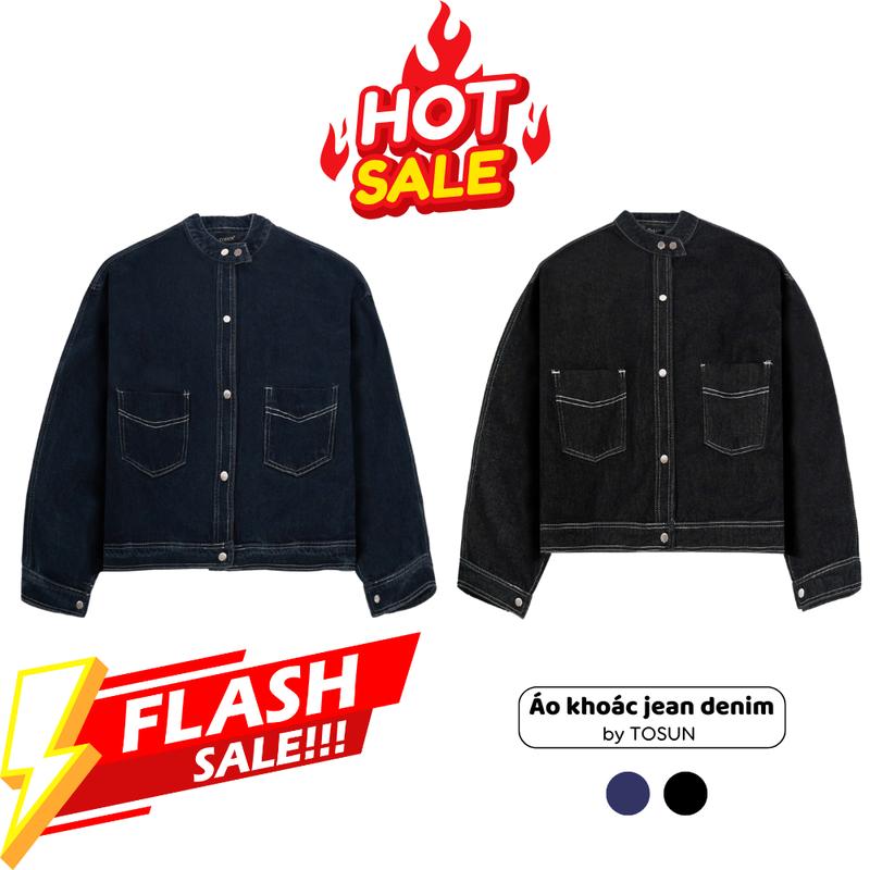 [TOSUN] Áo Khoác Jean Form Rộng Phong Cách Retro Chất Vải Denim Cao Cấp K11