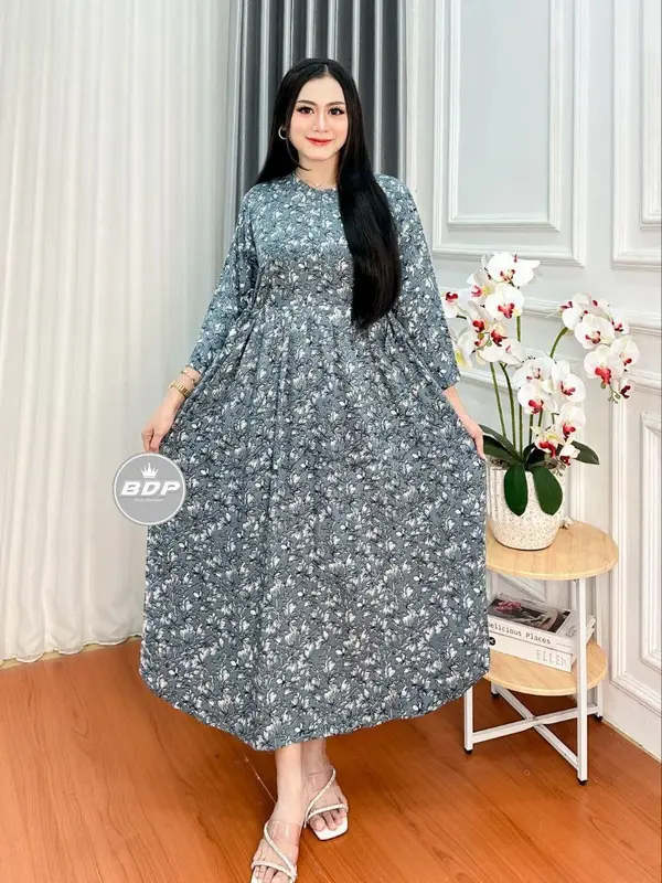Dress Daster Rayon Tebal Motif Batik Kekinian Wanita Terbaru Busui Resleting 0