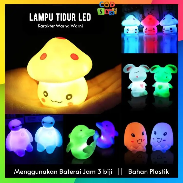 Lampu Tidur LED Karakter Warna Warni / Lampu LED Warna / Lampu Hias