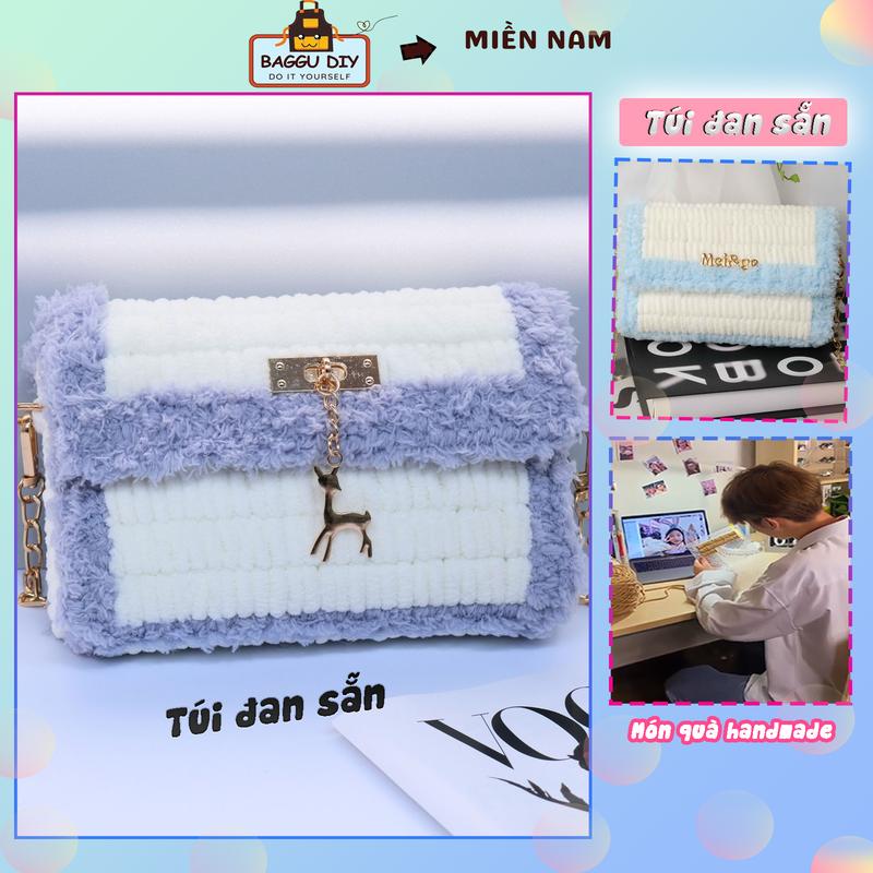 Túi Handmade ĐAN SẴN tặng sinh nhật bạn bè tặng bạn gái người thân các dịp ý nghĩa 19cm × 13cm × 5cm BAGGU DIY A02 Women
