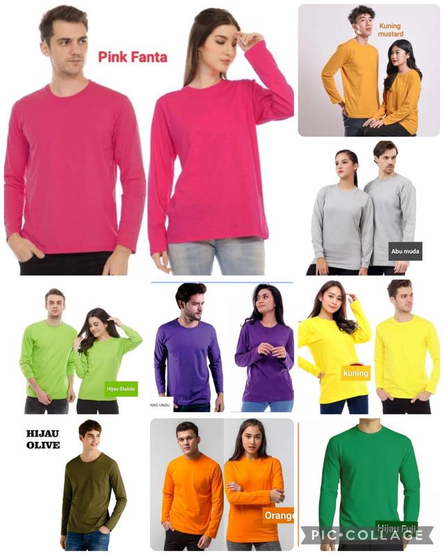 Kaos polos lengan panjang soft katun combed 30s  - Kaos oblong panjang cotton combed 30s - kaos warna warni lengan panjang 1