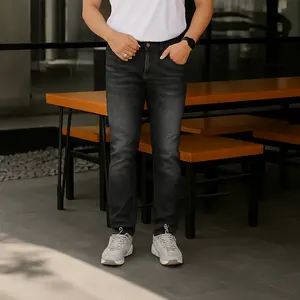 Celana Jeans Panjang Pria Slimfit Skinny Hitam Wisker Soft Denim Stretch Melar Lembut Nyaman Keren Buat Cowok Anak Muda