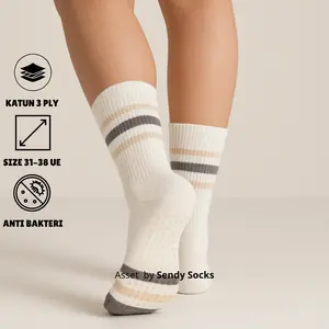Kaos Kaki Anak SD Anti Slip 7-12 Tahun Motif Garis Panjang Olahraga Katun - Sendy Koas Kaki