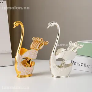 Tempat Sendok Garpu Angsa Set Cutlery Holder Wadah Peralatan Makan Mewah Estetik Set Garpu Buah Sendok Kopi
