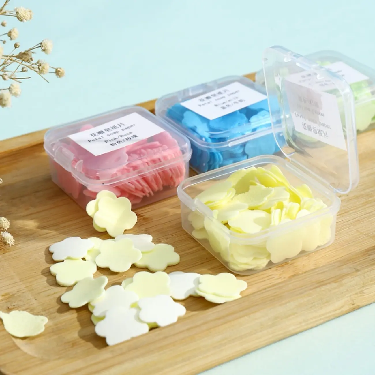 Sabun Kertas Mini Motif Bunga / Hand Soap Sabun Cuci Tangan Kertas Traveling Praktis 1 Kotak 30pc