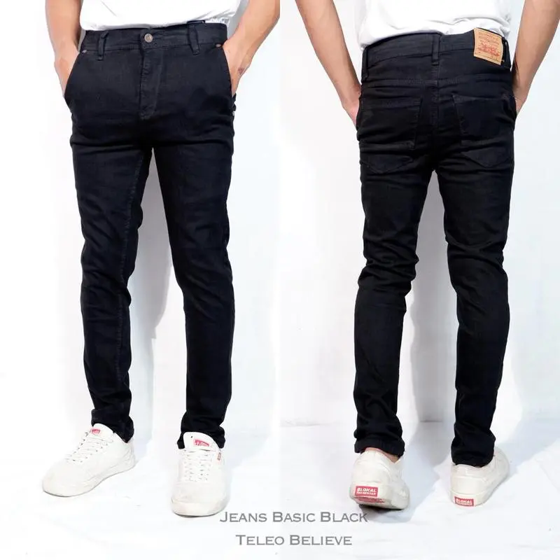 Celana Jeans Pria Bahan Streach Melar Pensil Slim fit Cowok Panjang Cowo Skinny mexcollection Biru Denim Hitam Dewasa Soft Stretch 1