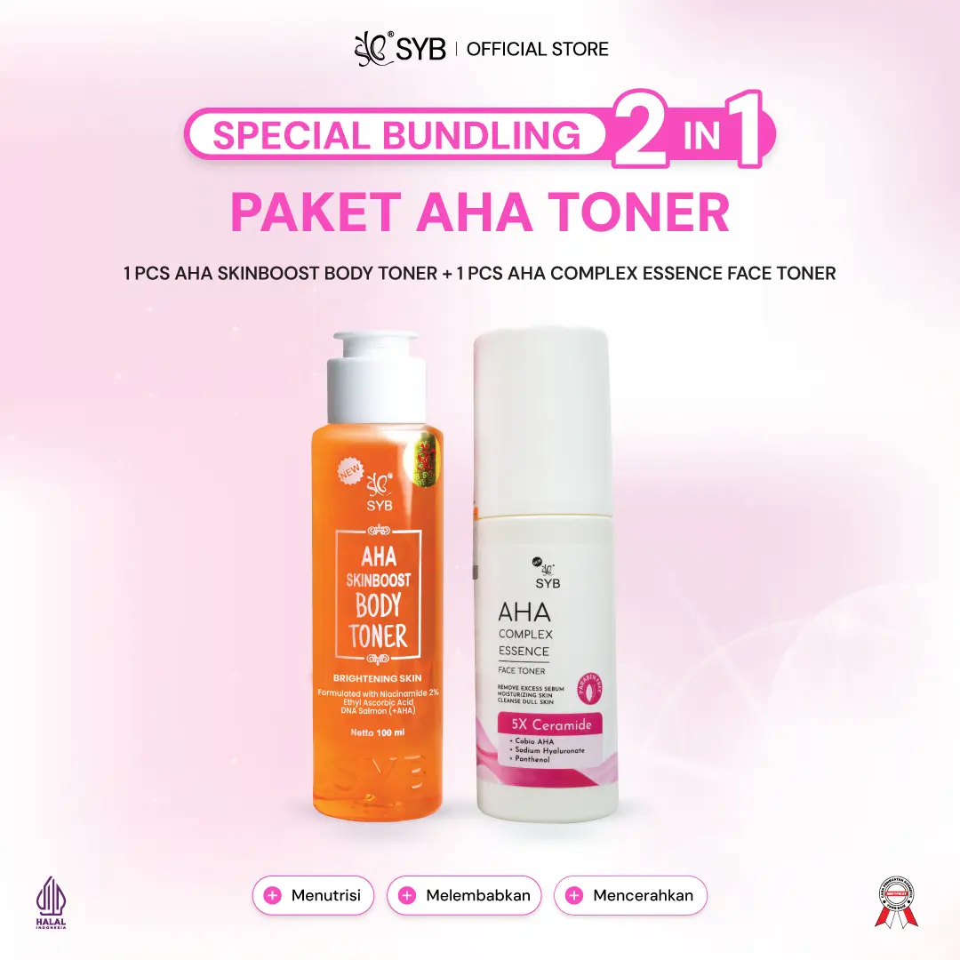 1pc AHA Complex (toner wajah) + AHA Toner Badan