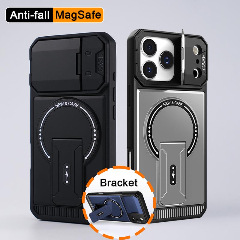 Ốp Điện Thoại Chân Đế Chống Sốc Cấp Độ Quân Sự Dành Cho iPhone 17 16 15 14 13 12 Pro Max Có Giá Đỡ Ốp Lưng Nhựa PC Cứng TPU Mềm Từ Tính Magsafe Có Bảo Vệ Camera