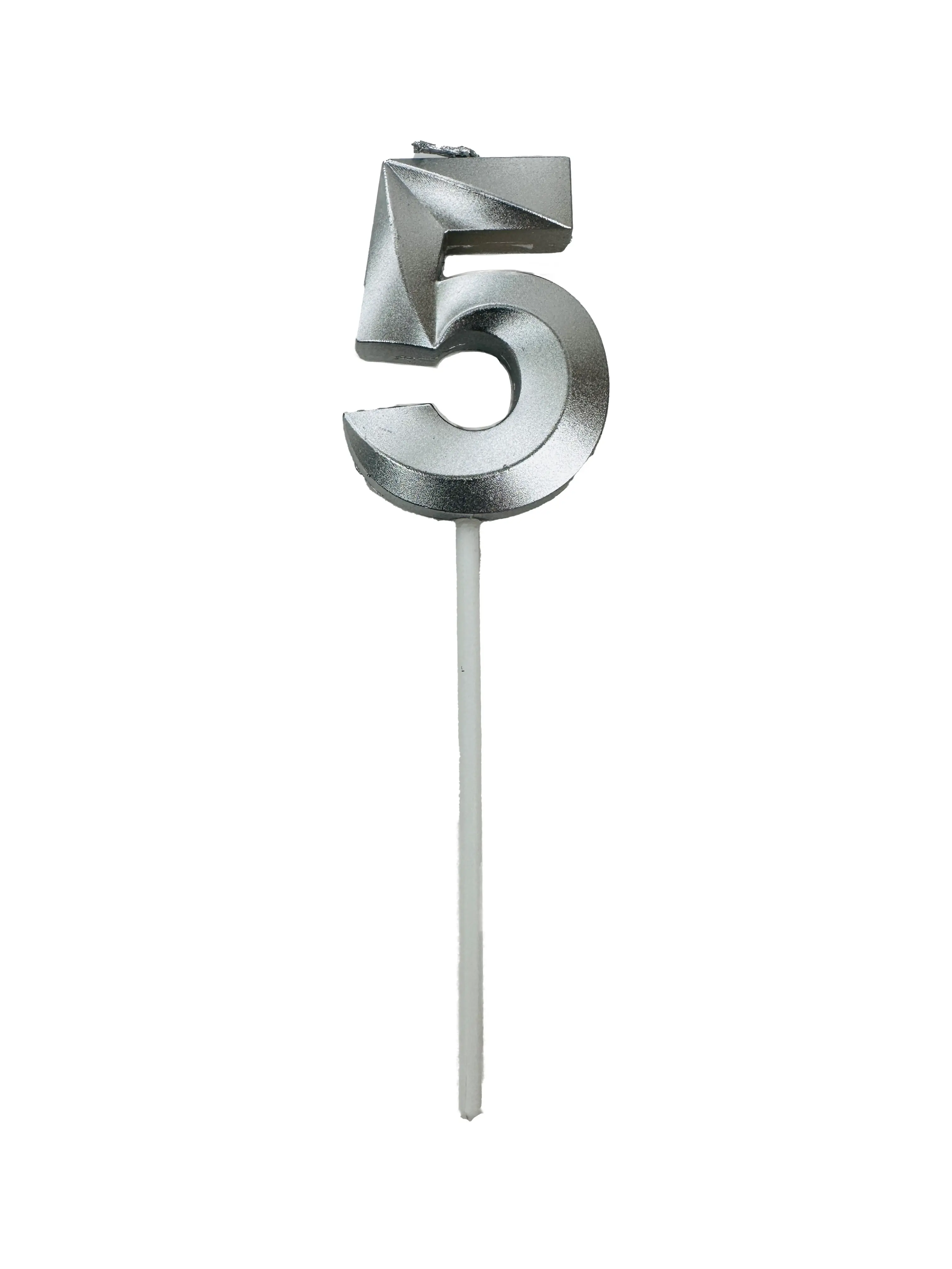 Silver Shining Single Number Candle #5
