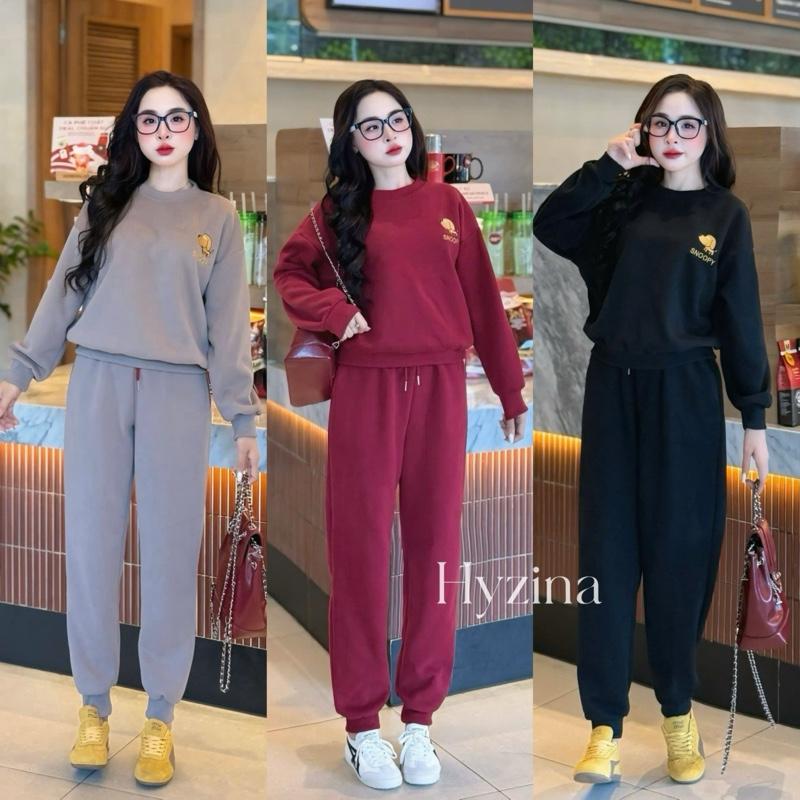 (From Vừa) Set Bộ Quần Áo, Hoạ Tiết Thêu Hình Cún Cho Nữ, Chất Liệu Nỉ 2 Da, Set Đồ Nữ Đẹp, Bộ Nỉ Thu Đông Nữ, Set Đồ Nữ Mùa Đông