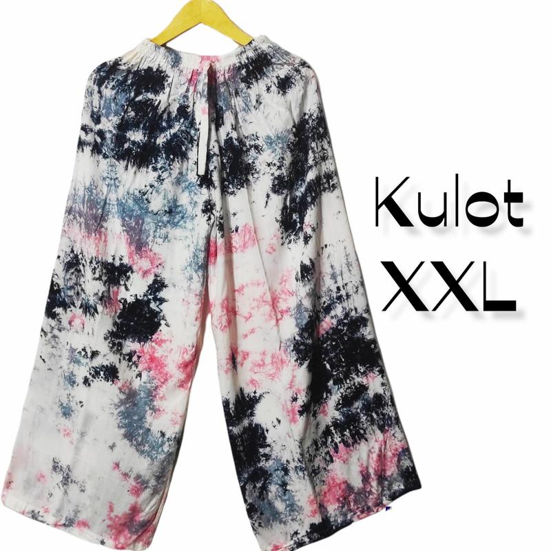Celana Kulot super jumbo smok putihan Cantik Karet Melar Rayon Wanita Lembut Variasi Panjang 0