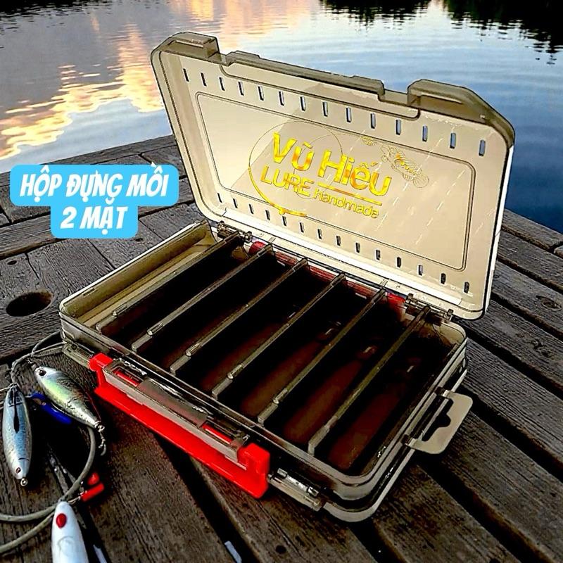 Vũ Hiếu Hộp đựng mồi lure 2 mặt tiện lợi 14 ngăn dài đựng được nhái hơi mồi chẽm.... Đi Câu Fishing Câu Cá Fish